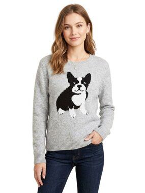 Cupcakes And Cashmere Intarsia French Bulldog Crewneck Sweater Size L